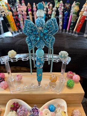 Handcrafted Blue Decorative Beaded Pen